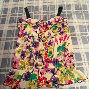 Express Peplum Vibrant Floral Top with Ruffle Detail Super Cute